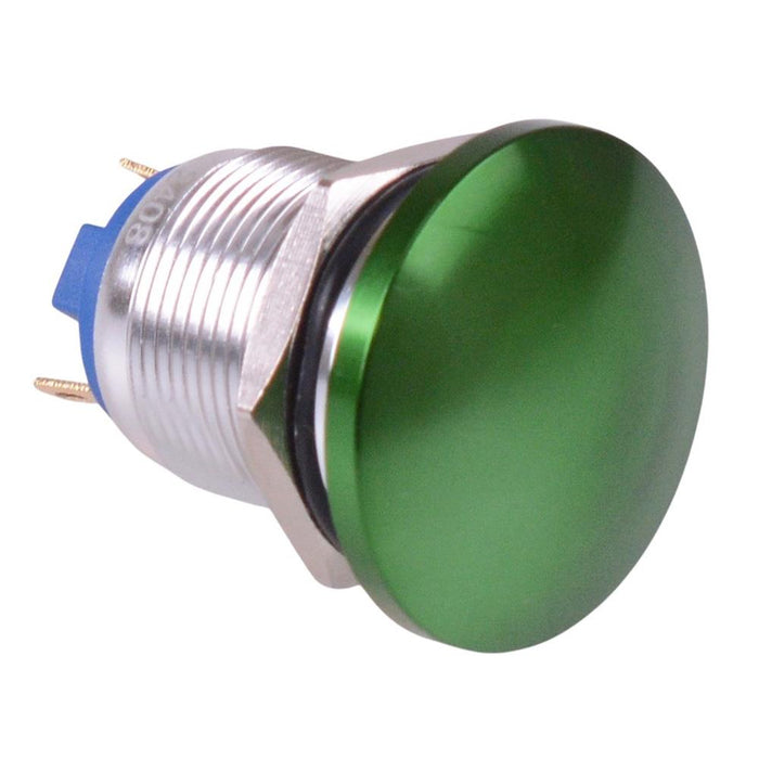 Green Mushroom Momentary 19mm Metal  Push Button Switch IP65 NO