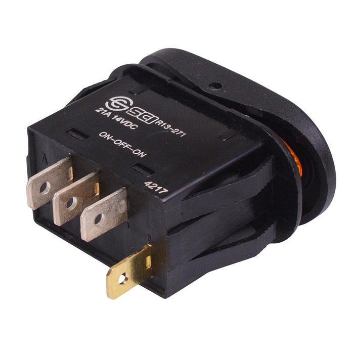 Red / Yellow 12V LED On-Off-On Rectangle Rocker Switch SPDT 21A R13-271D3-01