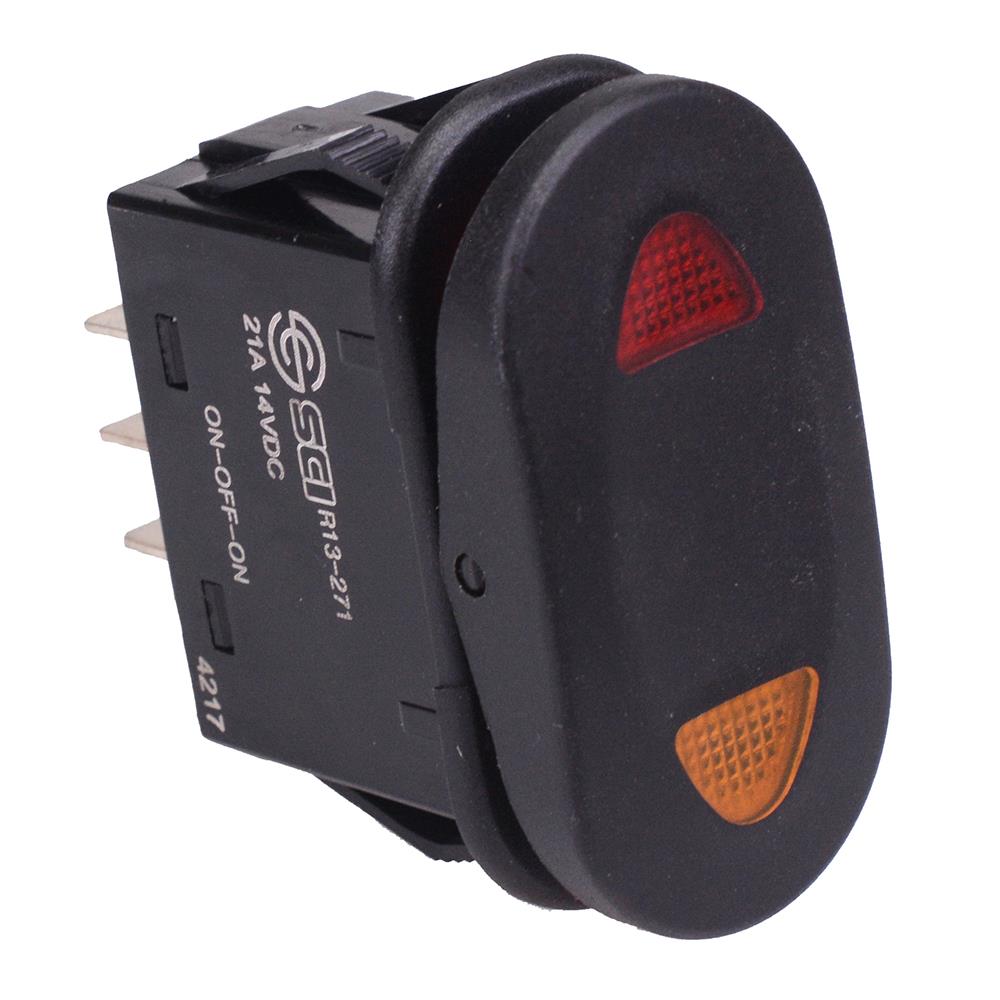 Red / Yellow 12V LED On-Off-On Rectangle Rocker Switch SPDT 21A R13-27 ...
