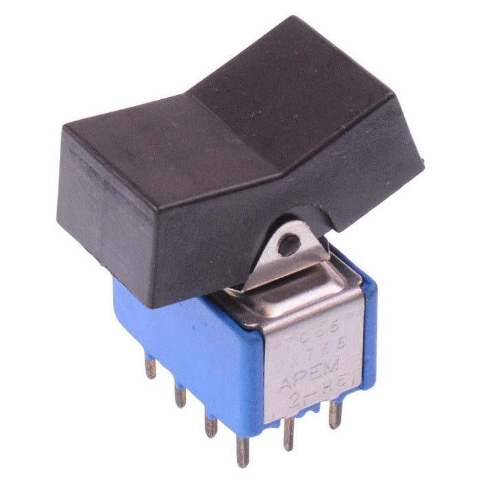 7066ABX766 Black On-On PCB Rocker Switch 4PDT 4A 30VDC