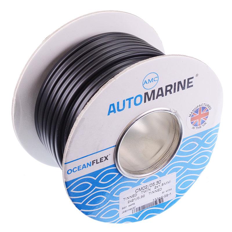 2 Core Flat 1.5mm² Oceanflex Tinned Cable 21 0.3mm 30M