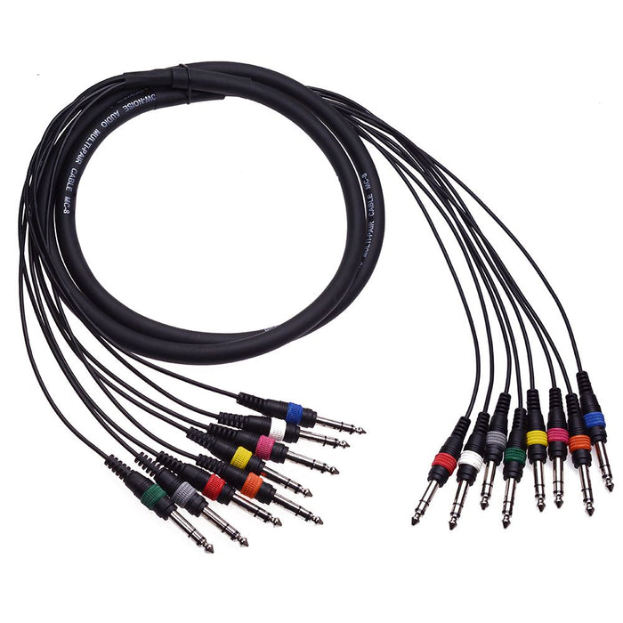 8 Way 6.35mm Stereo Plug to 6.35mm Stereo Plug Snake Lead Loom 2m
