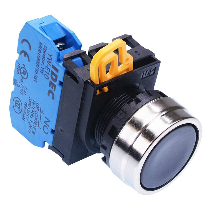 YW4B-M1E10B Black 22mm Metal Bezel Momentary Push Button Switch NO IP65 IDEC