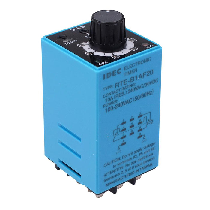RTE-B1AF20 100-240VAC Time Delay Relay Blade Terminals 10A DPDT IDEC