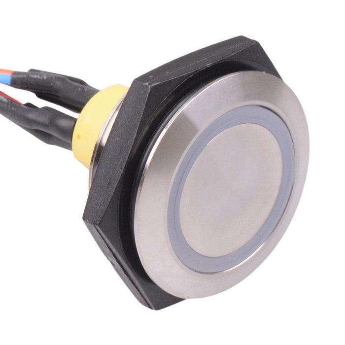 AV5512F102074BK APEM Yellow LED 12VDC Momentary 30mm Push Button Vandal Switch NO/NC IP67