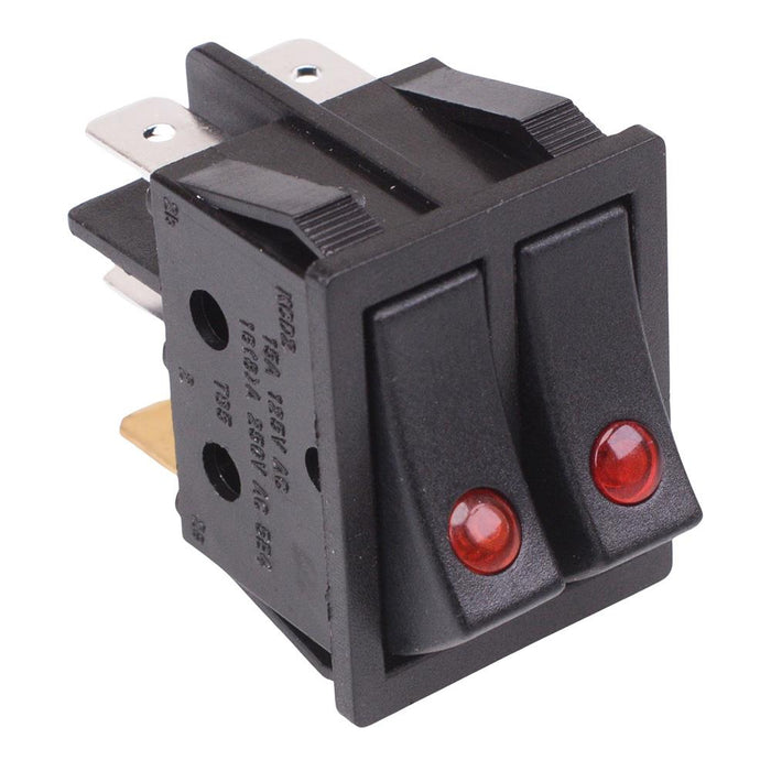 Estop Rocker Switch Red Dual illuminated Power Rocker Switch DPST 220V — Switch Electronics ...