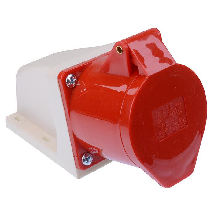 Red 32A 415V 3P+N+E Industrial Surface Mount Socket IP44