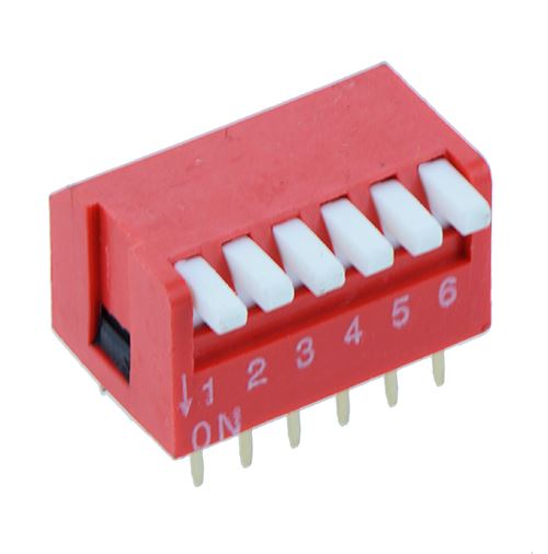 6-Way Piano DIP DIL Red PCB Switch