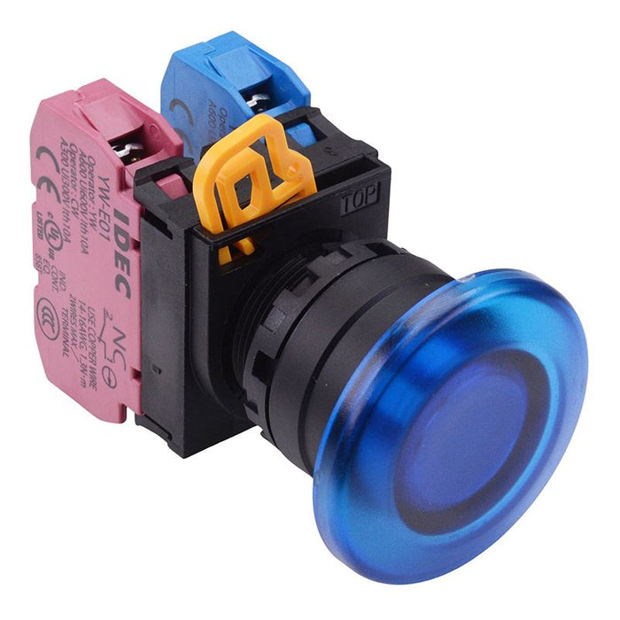 YW1L-M4E11Q0S Blue 22mm Mushroom Momentary Push Button Switch 1NO-1NC IP65 IDEC
