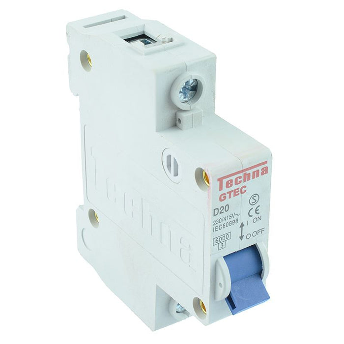 25A Single Pole Miniature Circuit Breaker Type D 6kA