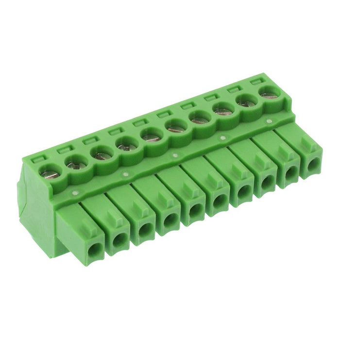 10-Way 3.5mm Right Angle Pluggable Terminal Block Green 8A 300V