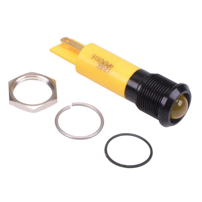Q12P1BXXHY12E Hyper Bright Yellow 12mm 12VDC LED Panel Indicator IP67 APEM
