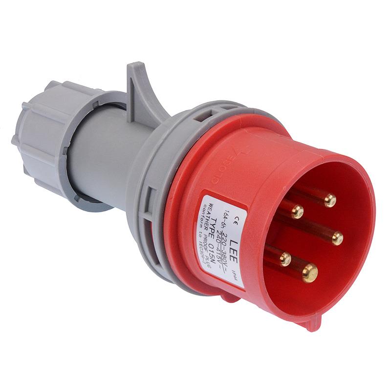 Red 16A 415V 3P+N+E Industrial Inline Plug IP44 — Switch Electronics