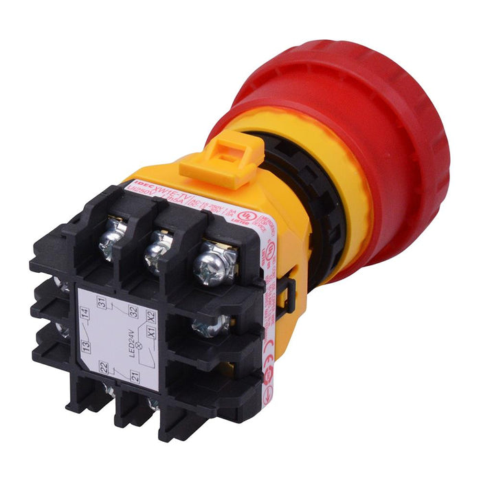 XW1E-TV412Q4M-R 24V illuminated 22mm Emergency Stop Switch 1NO-2NC IDEC