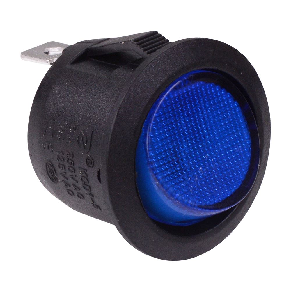 Blue On-Off 12V illuminated Circular Rocker Switch SPST 10A — Switch ...