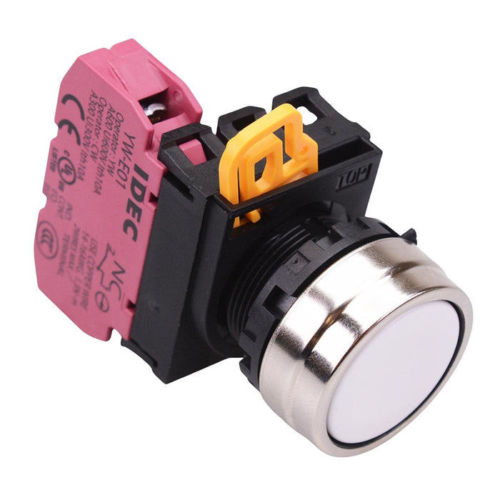 YW4B-M1E01W White 22mm Metal Bezel Momentary Push Button Switch NC IP65 IDEC