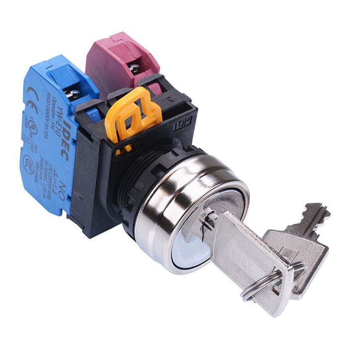 YW4K-3AE11 22mm Metal Bezel 3 Position Maintained Key Switch 1NO-1NC IP65 IDEC
