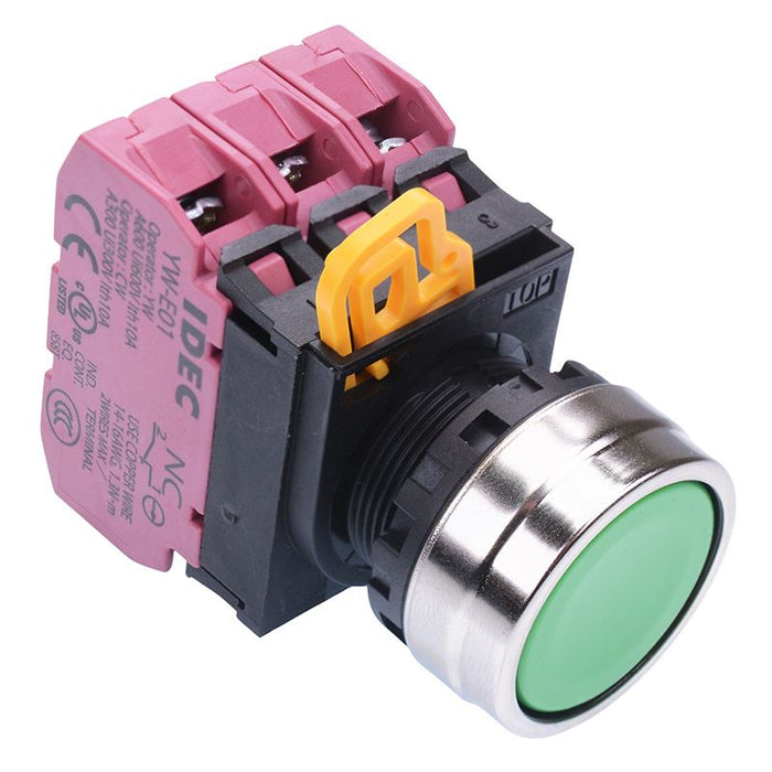 YW4B-A1E03G Green 22mm Metal Bezel Maintained Push Button Switch 3NC IP65 IDEC