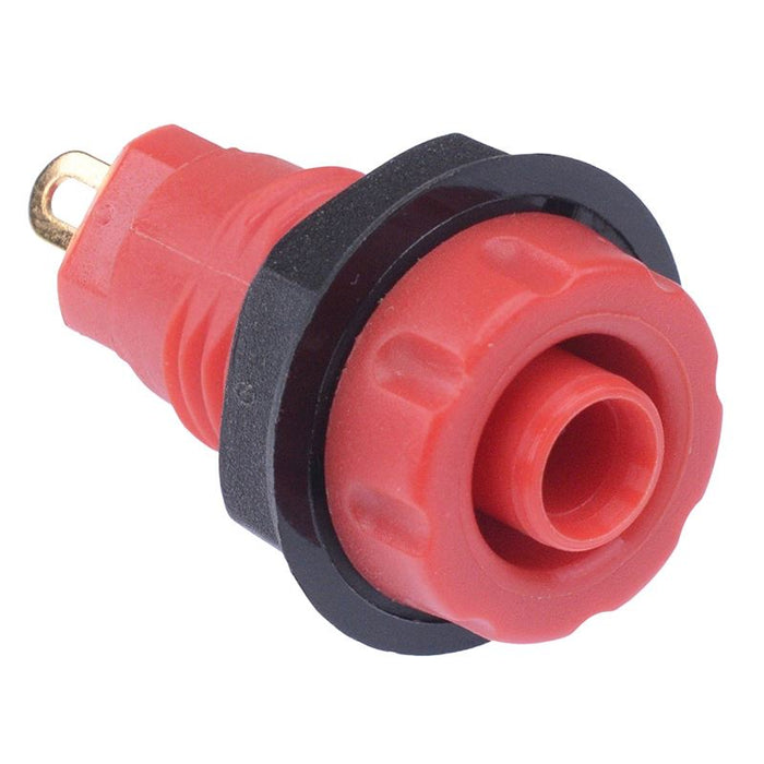 Red 4mm Shrouded Gold Plated Test Socket FCR14461