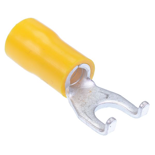 Yellow 5.3mm Insulated Flanged Fork Crimp Terminal (Pack of 100)