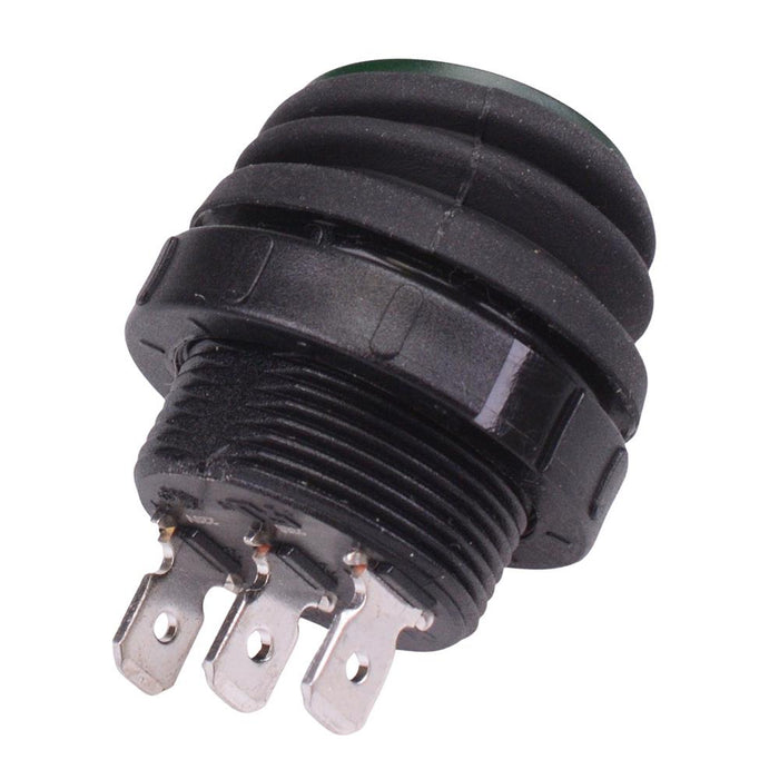 Green illuminated 230V Waterproof Round 20mm Rocker Switch IP68 SPST 16A
