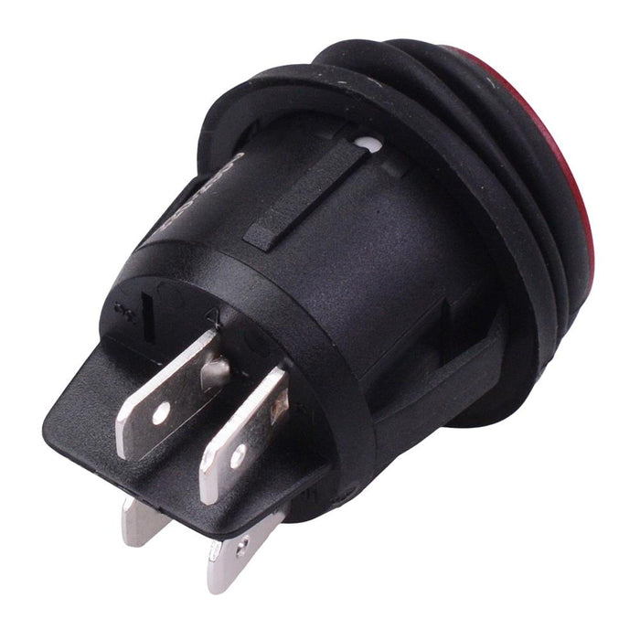 Red 230V illuminated Waterproof On-Off 20mm Round Rocker Switch DPST 10A R13-244B8-02
