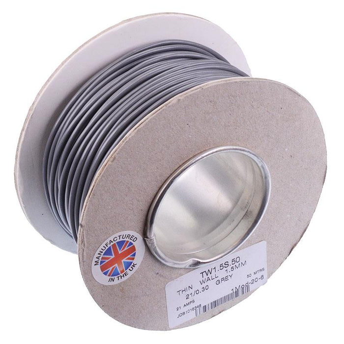 Grey 1.5mm² Thin Wall Cable 21/0.3mm 50M