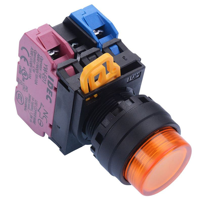 YW1L-M2E11Q4A Amber 24V illuminated 22mm Momentary Push Button Switch 1NO-1NC IP65 IDEC