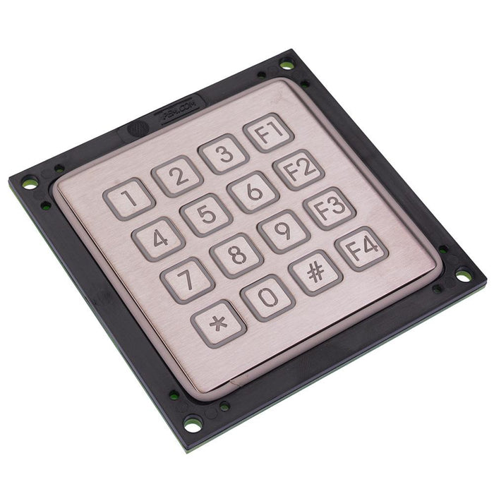 PQR121L0Y12S 16-Key Yellow illuminated 12V Stainless Steel Keypad IP65 APEM