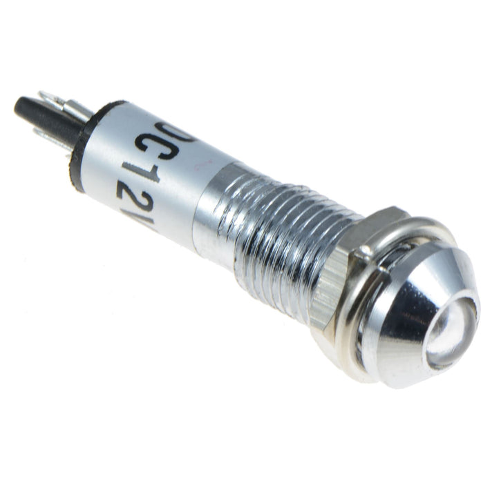 White 8mm Panel Indicator LED Light 12V