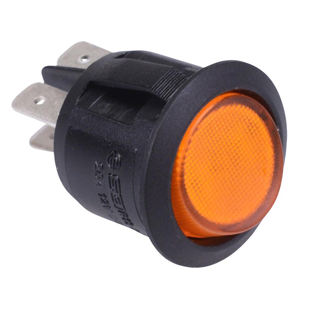 Yellow 12V illuminated On-Off 20mm Round Rocker Switch DPST 20A R13-24 ...