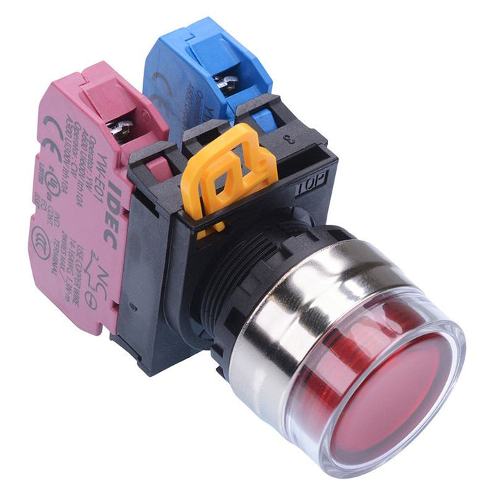YW4L-MF2E11Q0R Red 22mm Metal Bezel Momentary Shrouded Push Button Switch 1NO-1NC IP65 IDEC