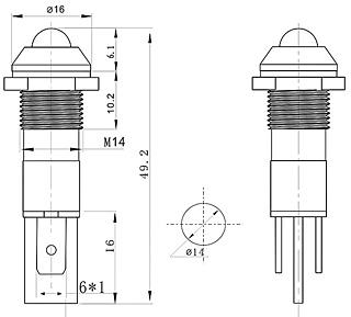 Red LED 14mm Metal Panel Indicator 12V