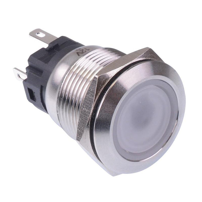Blue LED Momentary 19mm Vandal Push Button Switch SPDT 12V