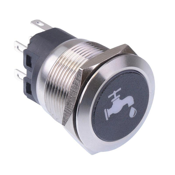 Water Label' White LED Momentary 22mm Vandal Push Button Switch SPDT 12V