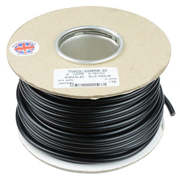 0.75mm² 2 Core Round Twin Thin Wall Cable 24 0.2mm 30M