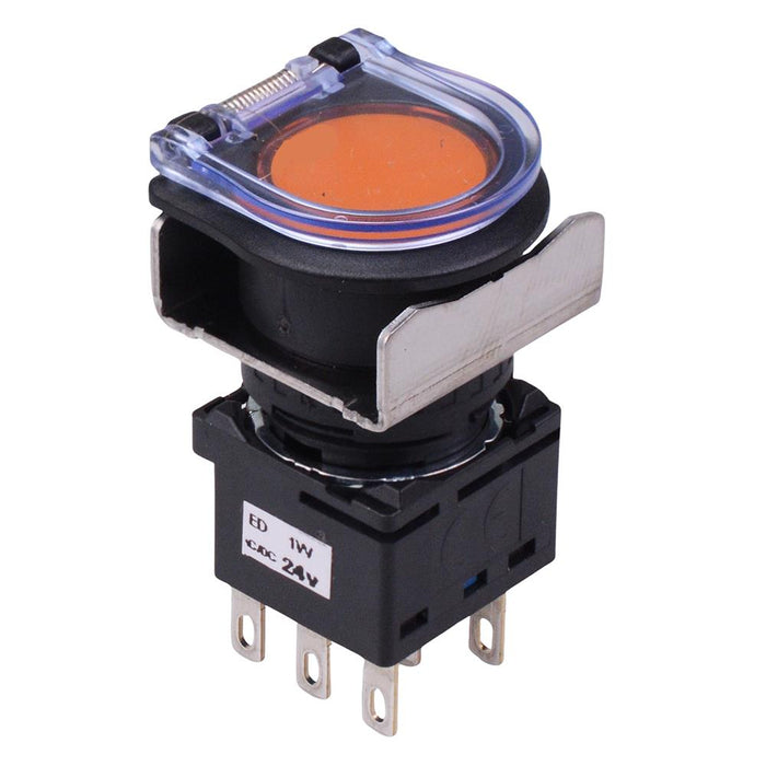 LB6GL-M1T64A Amber 24V illuminated Momentary Round Flush 16mm Push Button Switch DPDT IDEC