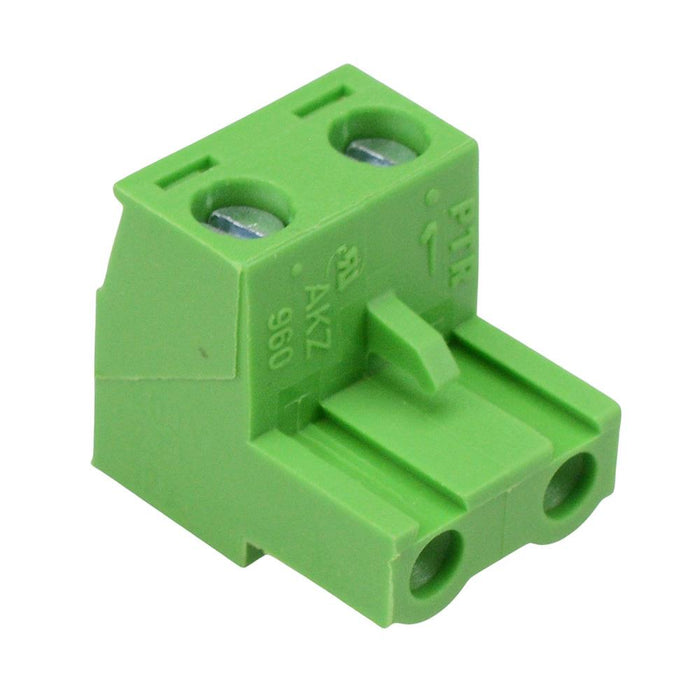 2-Way 7.62mm Right Angle Pluggable Terminal Block Green 15A 300V