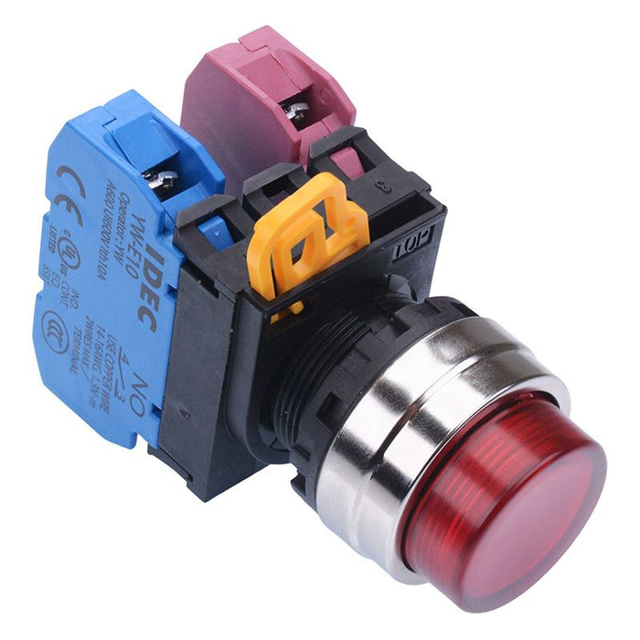 YW4L-M2E11Q0R Red 22mm Metal Bezel Momentary Push Button Switch 1NO-1NC IP65 IDEC