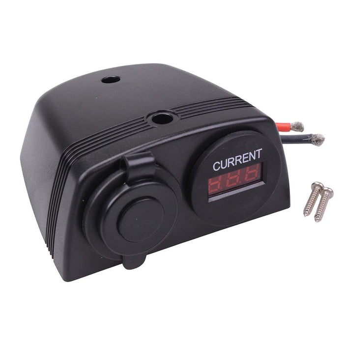Cigarette Light Socket + Ammeter with Panel Mount Housing 7-33VDC A13-144