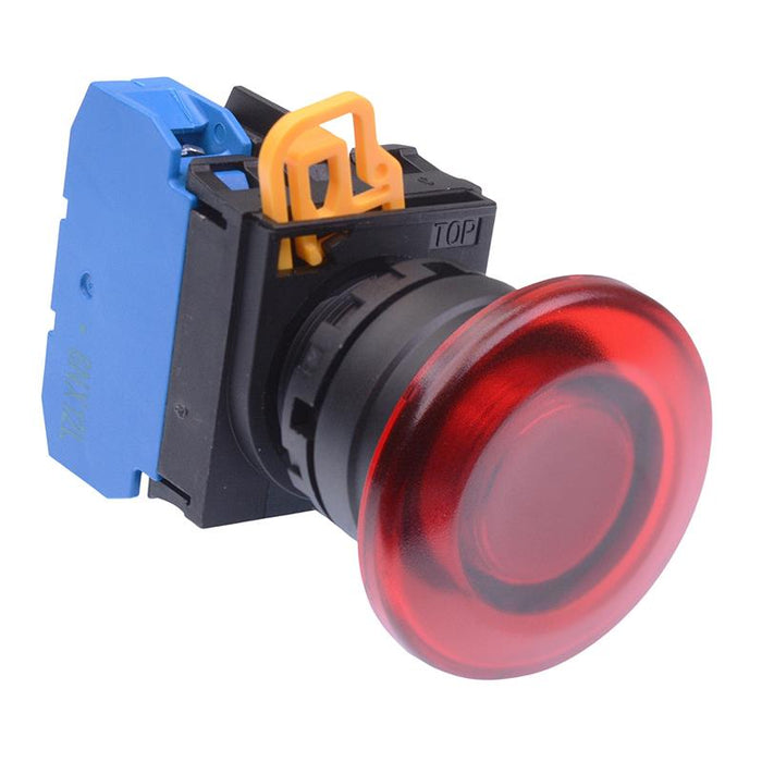YW1L-A4E10Q3R Red 12V illuminated 22mm Mushroom Maintained Push Button Switch NO IP65 IDEC