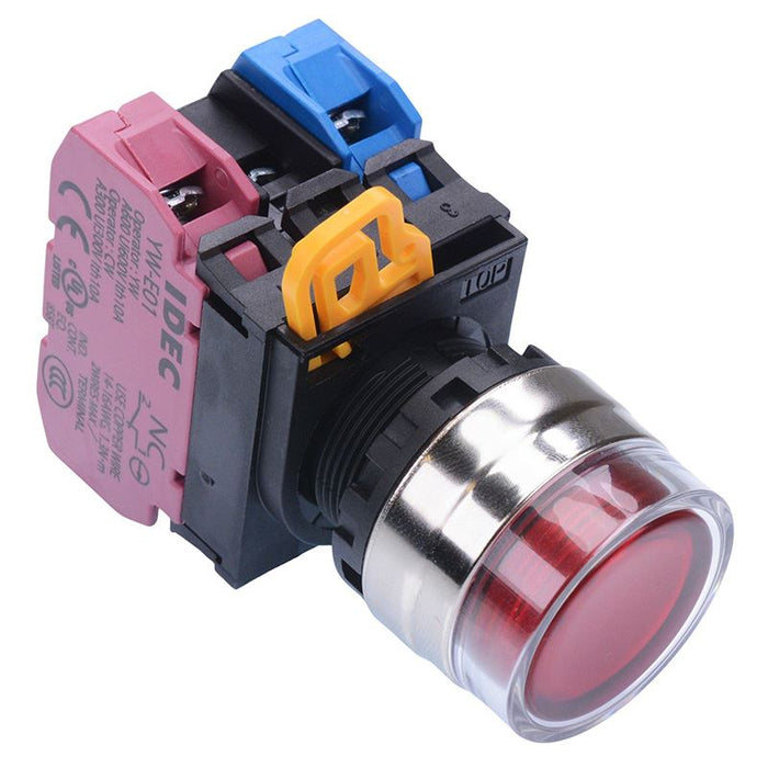 YW4L-MF2E11Q4R Red 24V illuminated 22mm Metal Bezel Momentary Shrouded Push Button Switch 1NO-1NC IP65 IDEC
