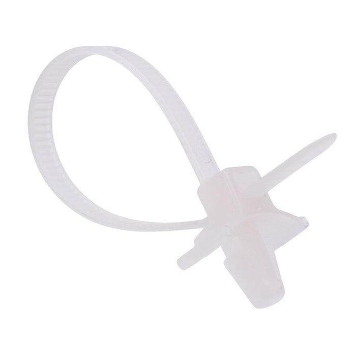 4.8mm x 100mm Natural Wing Push Mount Cable Tie - Pack of 100