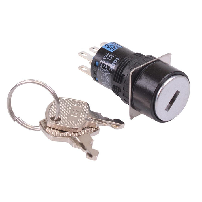 AS6M-2KT2PB 2 Position 16mm Latching Key Switch DPDT IDEC