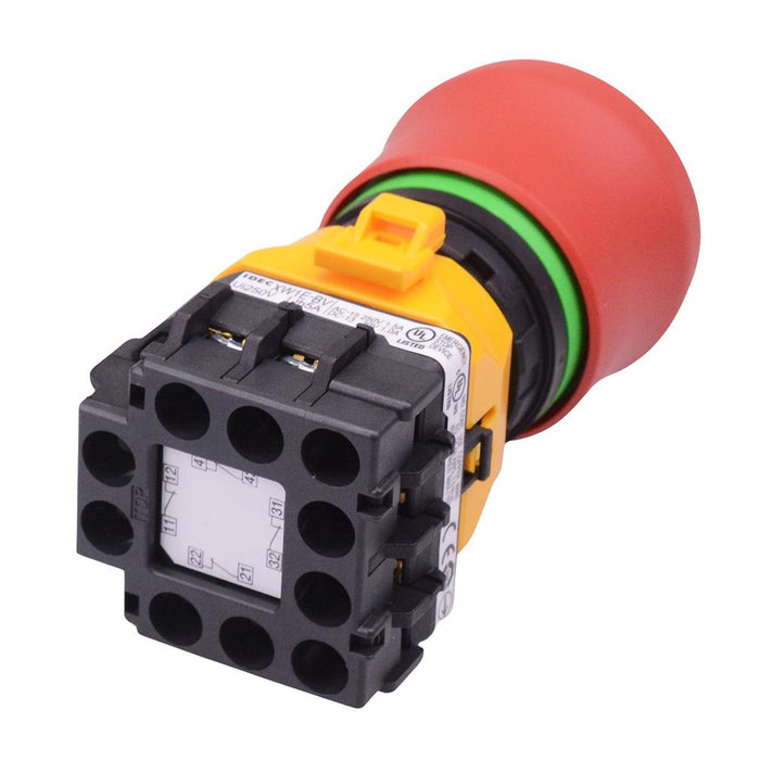 XW1E-BV4TG04MFR 22mm Emergency Stop Switch Green Indicator 4NC IDEC