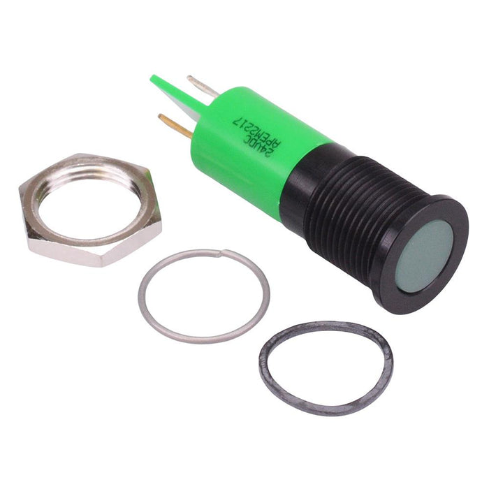 Q14F1ANXXG24E Green Flush 14mm 24VDC LED Panel Indicator IP67 APEM