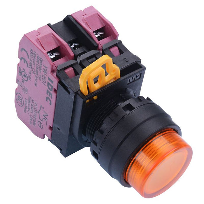 YW1L-M2E02Q4A Amber 24V illuminated 22mm Momentary Push Button Switch 2NC IP65 IDEC
