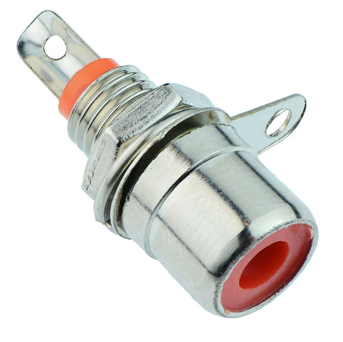 Red RCA Panel Mount Socket Nickel Plated