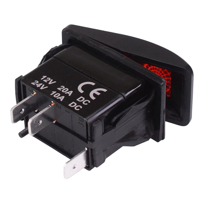 Red illuminated On-Off Automotive Rocker Switch SPST 10A 12-24V IP68
