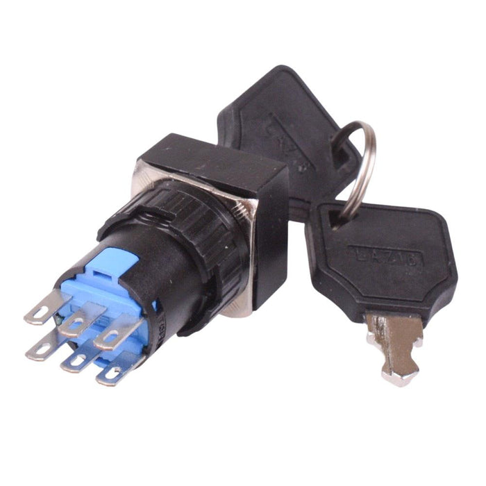 On-Off-On 3 Position 16mm Latching Key Switch 2NO/2NC 3A 250V